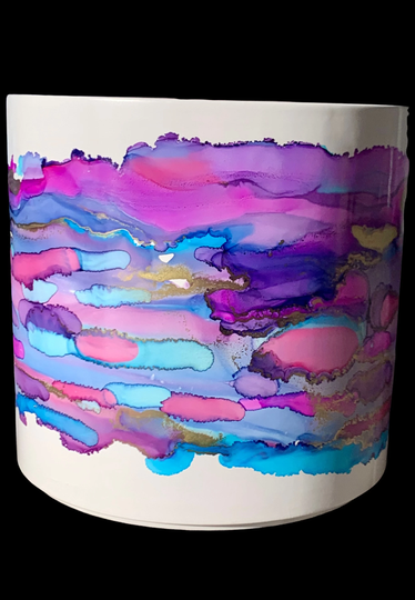 Handpainted Pot-Rainbow Ice Cream W Gold