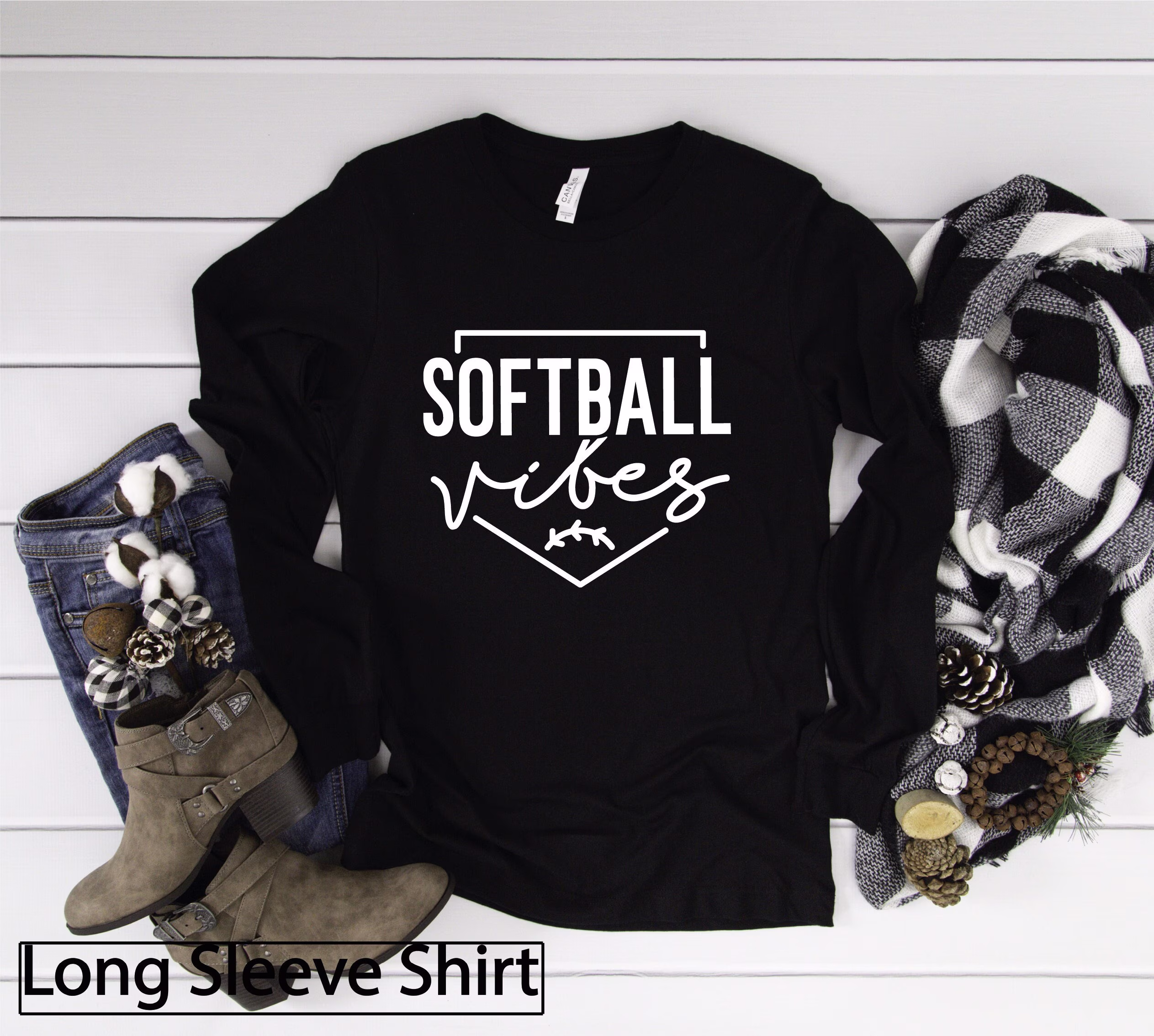 Long Sleeve Shirt, Softball Vibes Tshirt, Gifts For Mom, Gift For Her, Game Day T-Shirt, Gamer, Team Shirts, Comfy Clothes, Cheer Season