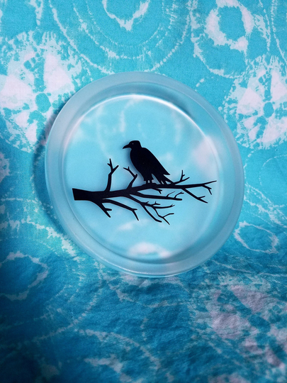 Crow Bird Glass Trinket Dish