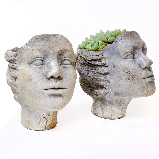 Concrete Head Planter | Woman Planter, Man Only + Supplies Succulent Diy Kit Centerpiece
