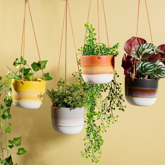 8cm Small Ombre Glaze Ceramic Indoor Hanging Planter - Six Different Finishes Available