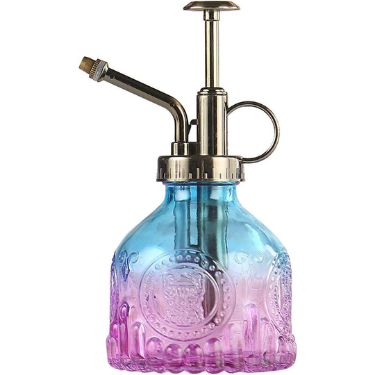Aougo - Glass Spray Bottle, 6.5' Tall Vintage Watering Can with Top Pump, Leak-Proof High Atomizing Nozzle for Flower Garden Plants, Cleaning