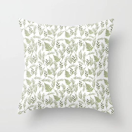 Herbs & Ferns Decorative Throw Pillow Cover Or Shams, Plants, Elegant, Sage, Pattern, Indoors, Outdoors, Gift, Dorm, Girl, Kids, Christmas