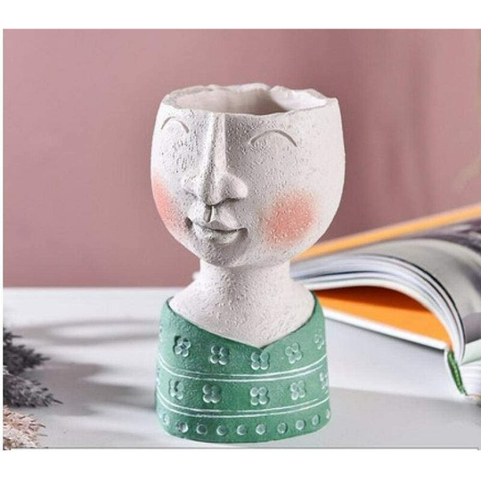 Perle Raregb - Sculpture Flowerpot Art Portrait Vase Resin Planter Creative Face Artistic Decor for Garden Home Outdoor