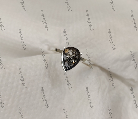2.30Ct Salt & Pepper Pear Cut Diamond Wedding Engagement Ring in 925 Sterling Silver, Salt Ring, Antique Ring, Gifts