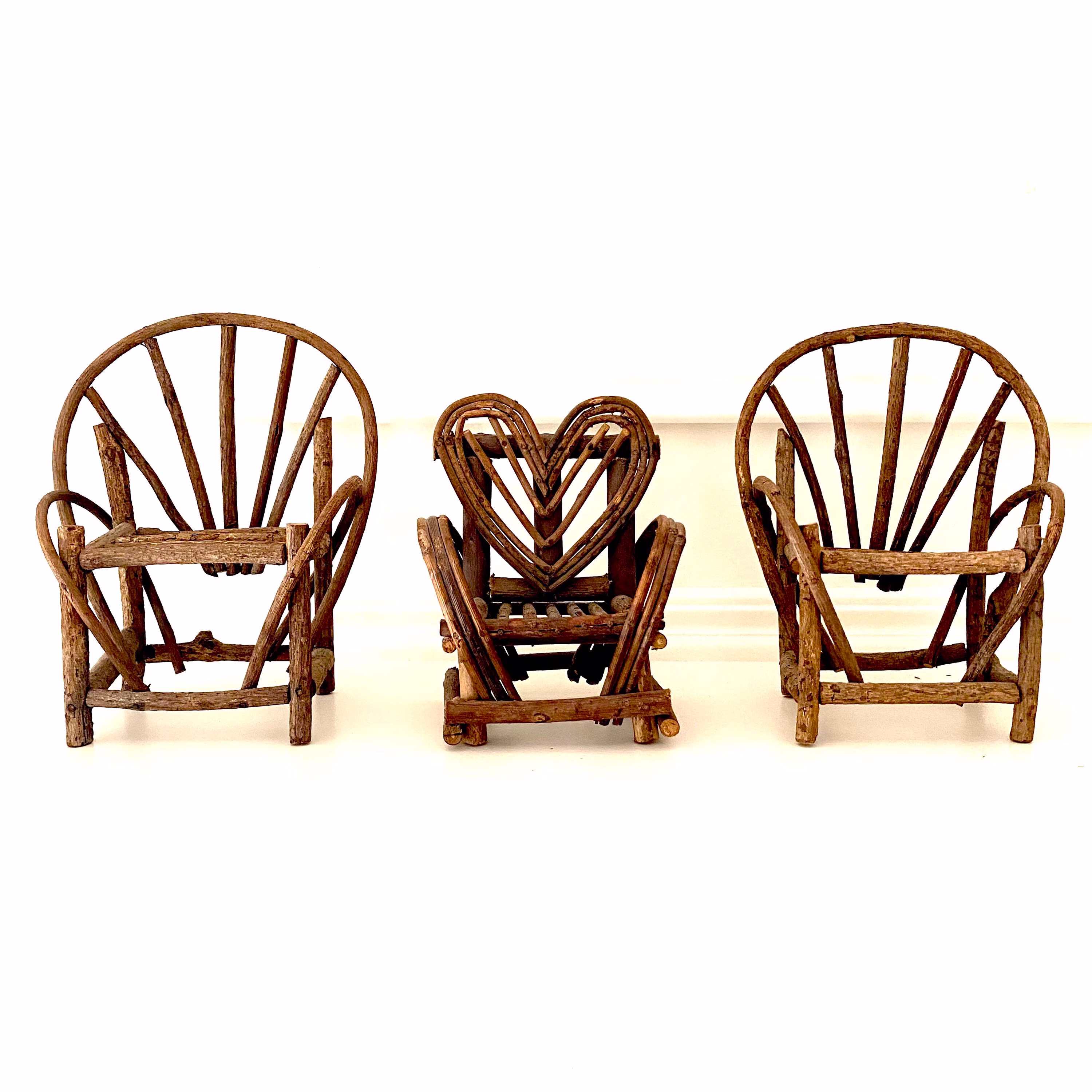 Vintage Twig Grapevine Doll Furniture Plant Stand Set Of Three