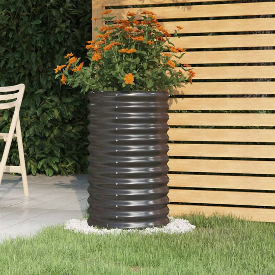 Asupermall - Garden Planter Powder-coated Steel 40x40x68 cm Anthracite