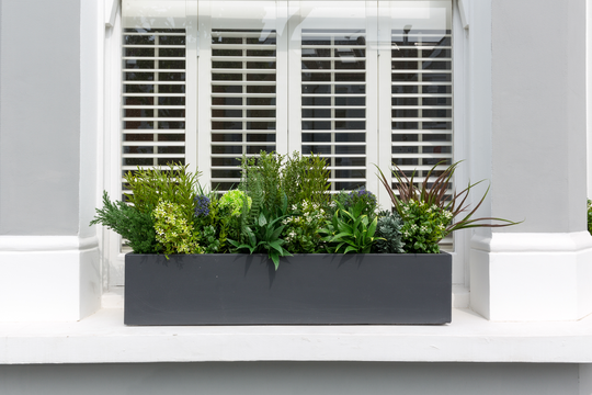 Large Window Box Planter In Amalfi Black