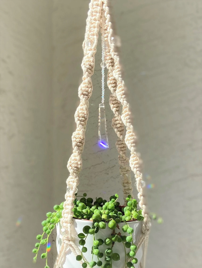 Crystal Macrame Suncatcher Plant Hanger From The Zen Collection