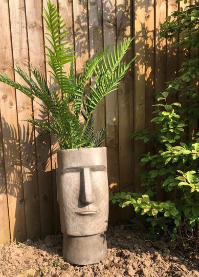 Large Easter Island Outdoor Planter Pot Moai Head Indoor Tropical Quirky Garden