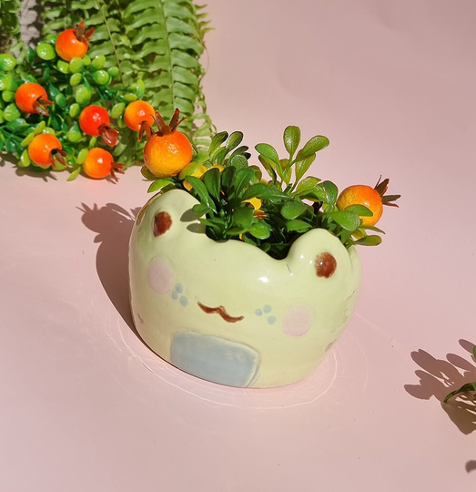 Ceramic Frog Flower Pot Cover Handmade Planter