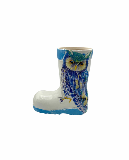 Planter, Mini Wellie Boot Owl Unique Garden Gift, Wellington Decor, Decor