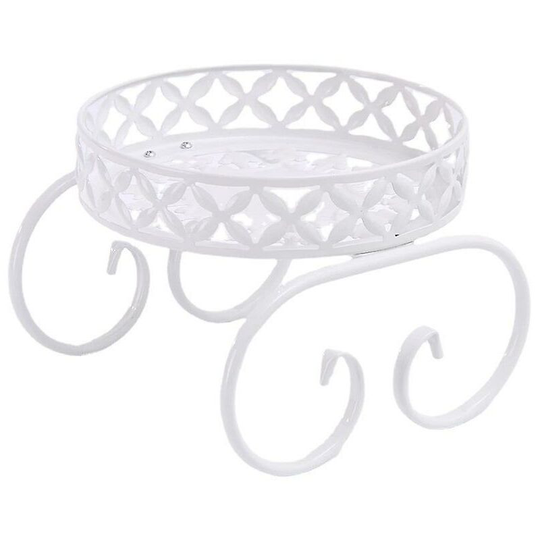 Indoor or Outdoor Flower Pot Stand, Metal Plant Stand, Round Garden Plant Stand for Living Room, Balcony Decoration (White)