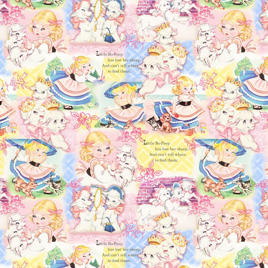 Vintage Storybook Little Bo Peep Fabric - Four Seasons By David Textiles