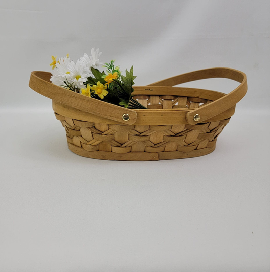 Vintage 1970S Handmade Wicker Wood Gathering Herb Storage Basket With Handles