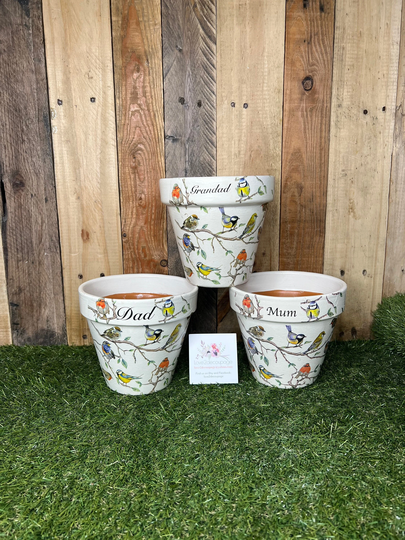 Dad Bird Plant Pot, Grandad Mum Personalise Decoupaged Father's Day Gift, Christmas Gift