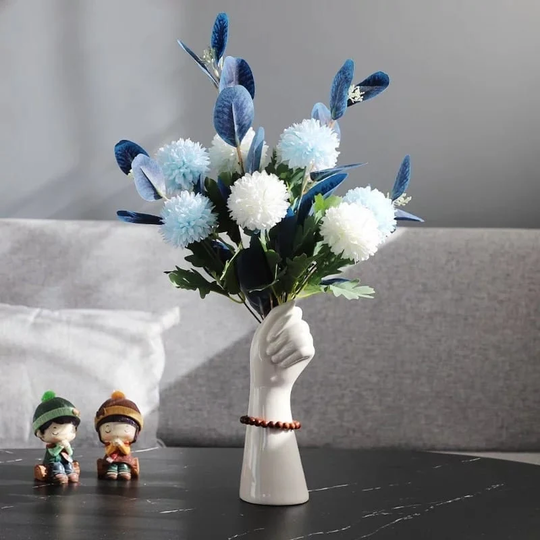 Ceramic Simple Hand Shaped Fist Vase | Handmade Human Anniversary Birthday Gift Ideas Tabletop Decoration