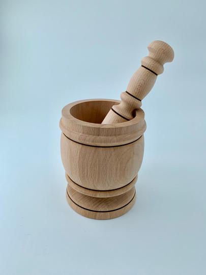 Large Mortar & Pestle Made Out Of Beech Wood
