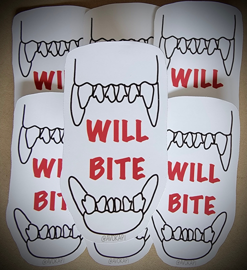 Will Bite Sticker ~ Major Caution Vet Tech Veterinary Medicine Dentistry Teeth