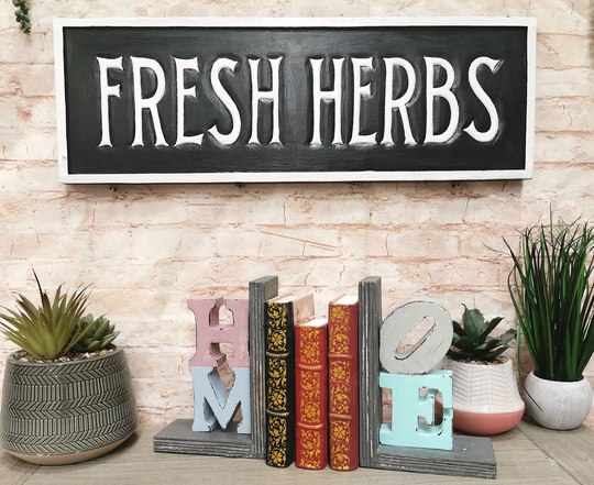 Retro Fresh Herbs Vintage Sign Hand Painted
