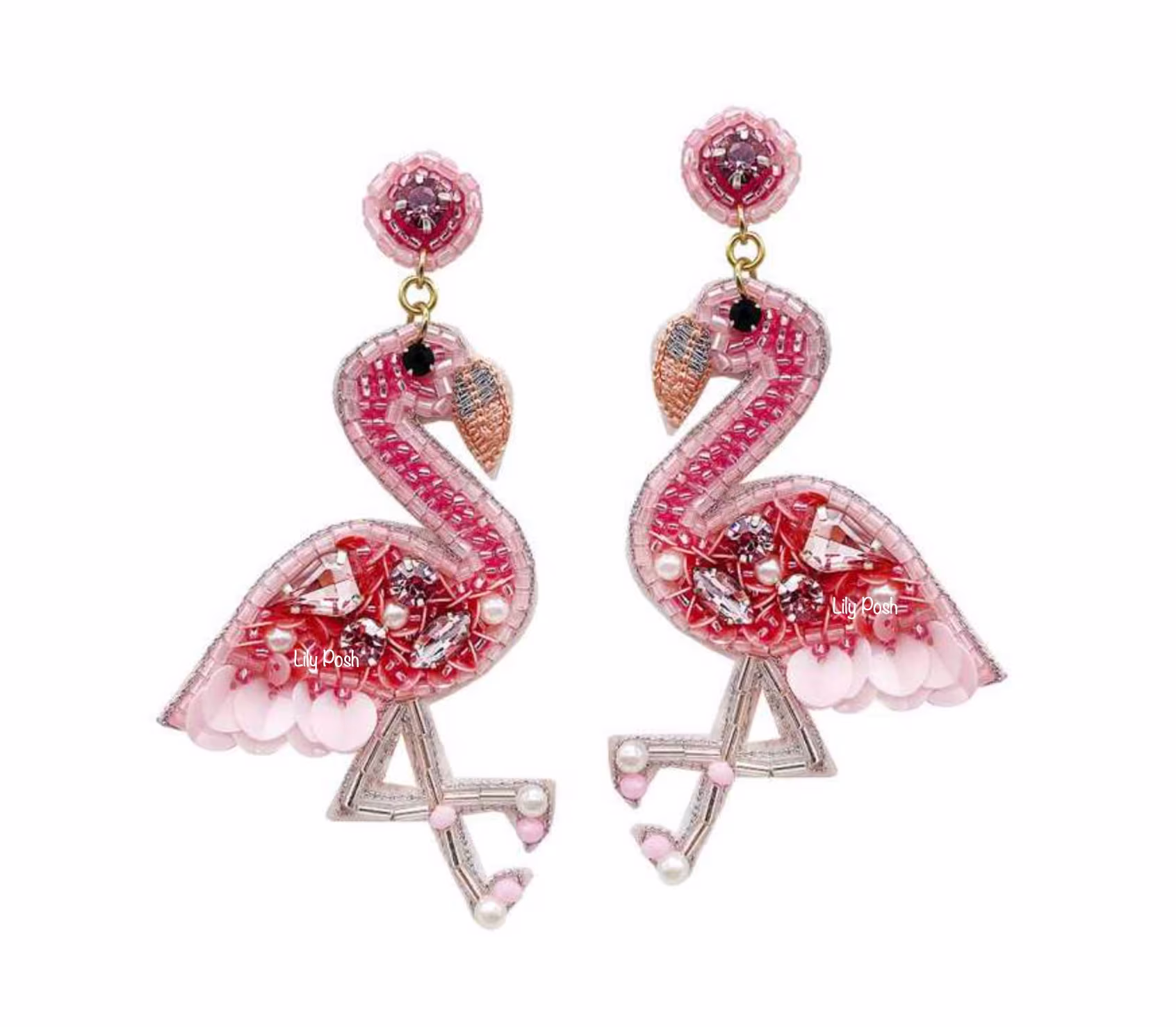 New Flamingo Seed Bead Earrings, Statement Earring, Gift For Her, Beach Vacation, Fun Dangle Pink Earring