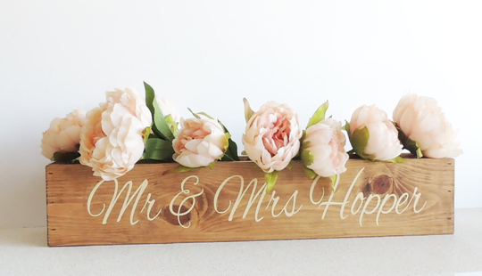 Rustic Wedding Planter, Personalised Wooden Decor, Top Table, Rustic Planters, Bride & Groom Names, Jar Holder, Table Planter