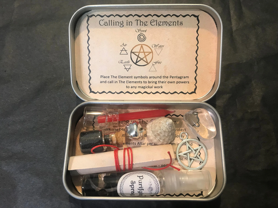 Witchcraft Altar Tin, Witch Elements Baby Kit, Portable Travel Pocket Edition Wicca, Pagan
