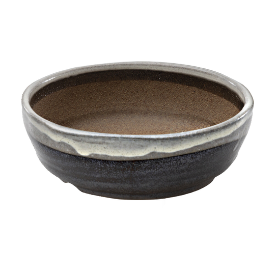 Wazakura Shigaraki Series Stripe Glazed Bonsai Pot With Drainage, 6.6 in | 170 Mm Made Japan Flower Planter