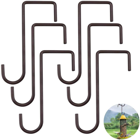 Set of 6 Vinyl Fence Hooks for Patio, for Chandeliers, Indoor and Outdoor Plants and Planters, Bird Feeders, Garden Decorations