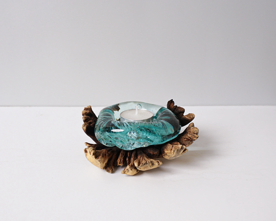 Molten Glass On Recycled Glass, Candle, Blown Office Decor, Housewarming, Gift For Her, Mother, Wife, Unique