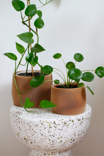 Set Of 2 Large Planters Mayla Große Blumentöpfe 2Er Indoor Pflanztopf Übertopf Plant Pots Printed in Wood Or White