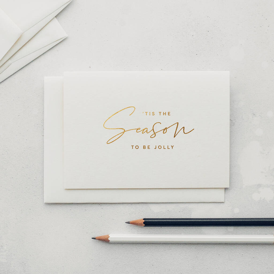 Tis The Season Gold Foil Script Christmas Card