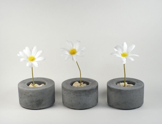 Mini Round Concrete Pot - Set Of 3