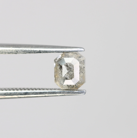 0.81 Ct Emerald Cut Salt & Pepper Diamond, Natural Loose Diamond