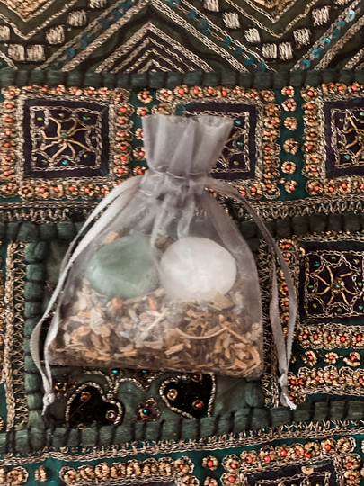 Sobriety Support Spell Pouch/Addiction Crystals & Herbs Selenite Crystal Healing