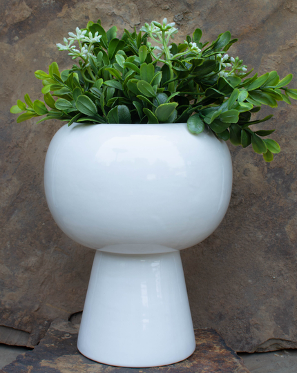 Unique Ceramic Pedestal Planter - Pot On Both Ends Centerpiece
