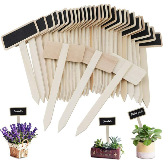 Vegetable Garden Labels, Mini Wooden Chalkboard Plant Labels for Flower Pot Seed Potted Herbs Vegetables 30Pcs