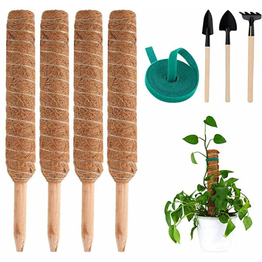Monly - Pieces 40cm Coir Plant Stake, Plant Pole Coir Stick, for Home Garden Plant Climbers Extendable Planting Support