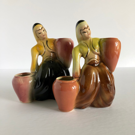 Vintage, Eastern European, Blonde, Working Milkmaids, Succulent Planters