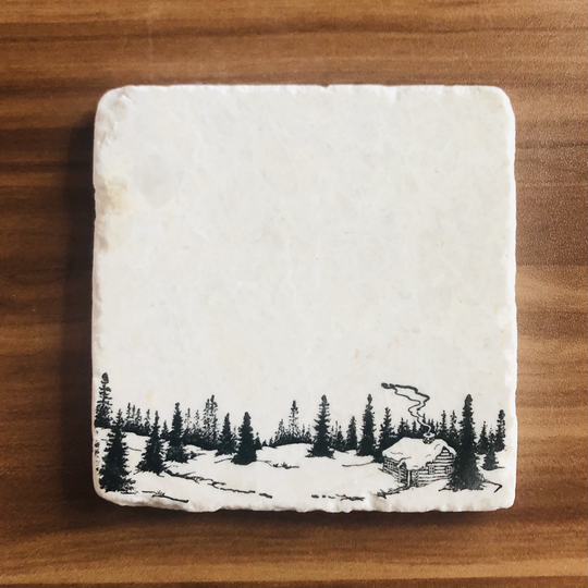 Winter Coasters ~ Season Decor Farmhouse Housewarming Gift Coasters~ Marble Christmas