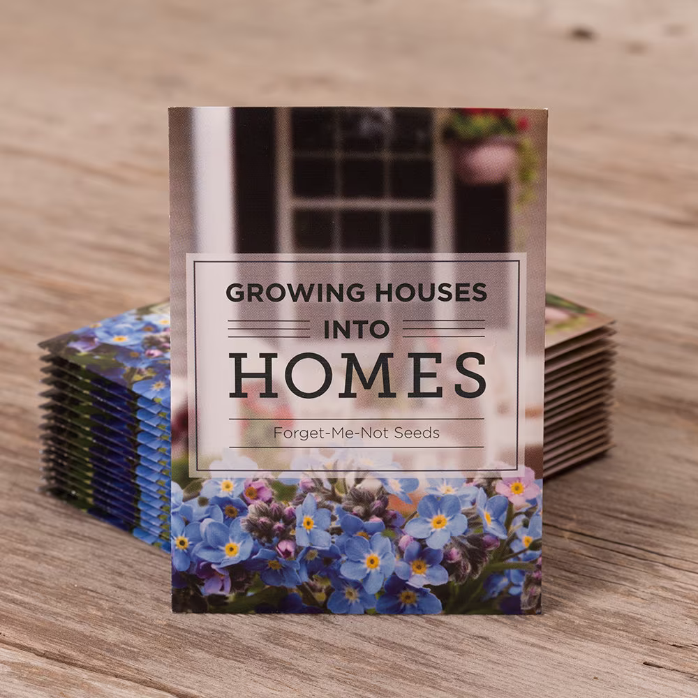 Growing Houses Into Homes - Forget Me Not 25 Seed Packets- Perfect Eco-Friendly Gift For Diy Gardeners Or New Homeowners Non Gmo Seeds