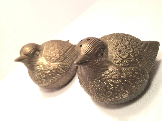 Vintage French Silver Plate Bird Salt & Pepper Pair Of Birds Mid Century
