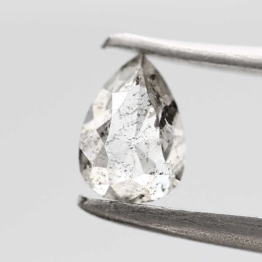 0.55 Ct Natural Salt & Pepper Diamond Pear Shape Grey Black Color For Wedding Ring