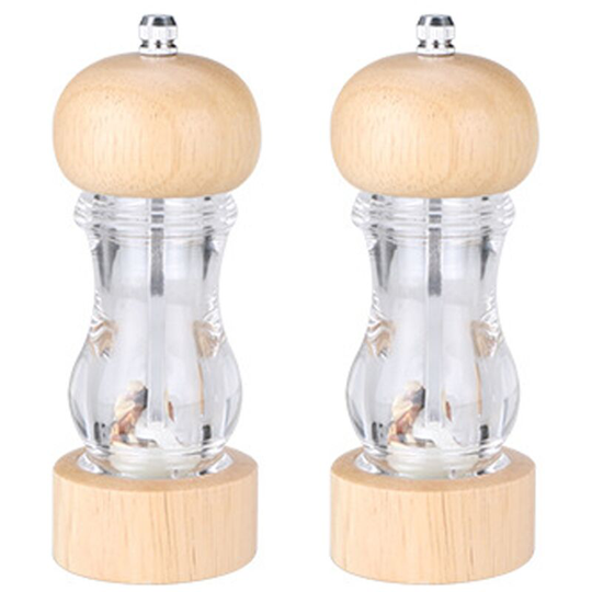 Fvbjd - Acrylic Salt and Pepper Grinder , Manual Pepper Grinder- Wooden Shakers with Adjustable Ceramic Core 2pcsJD-MP010 carbon steel grinding core