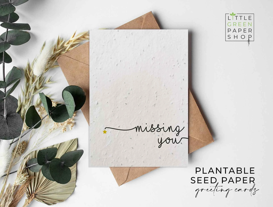 Plantable Flower Seed Paper Cards A6 - Missing You Love, Long Distance, Friends, Family, Greeting, Gardening, Eco-Friendly, Biodegradable