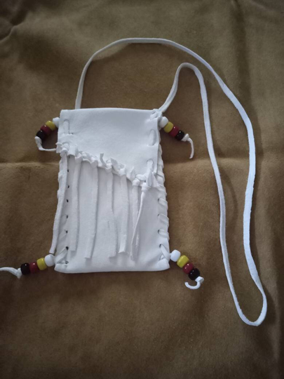 Leather Medicine Bags, White Buckskin, Bag, Possibles Bag