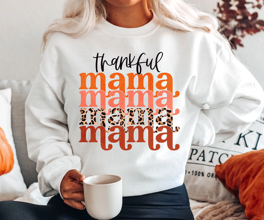 Thankful Mama Sweatshirt - Pumpkin Season Sweater Thanksgiving Mommy Gift Fall Dinner Pullover
