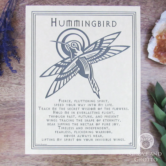Hummingbird Prayer Parchment Poster | 8.5" X 11