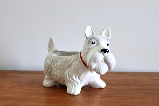 Scottie Dog Plant Pot 1960S | Retro Pot, Kitsch Ceramic Dog, House Plants, Homeware, White Scottish Terrier