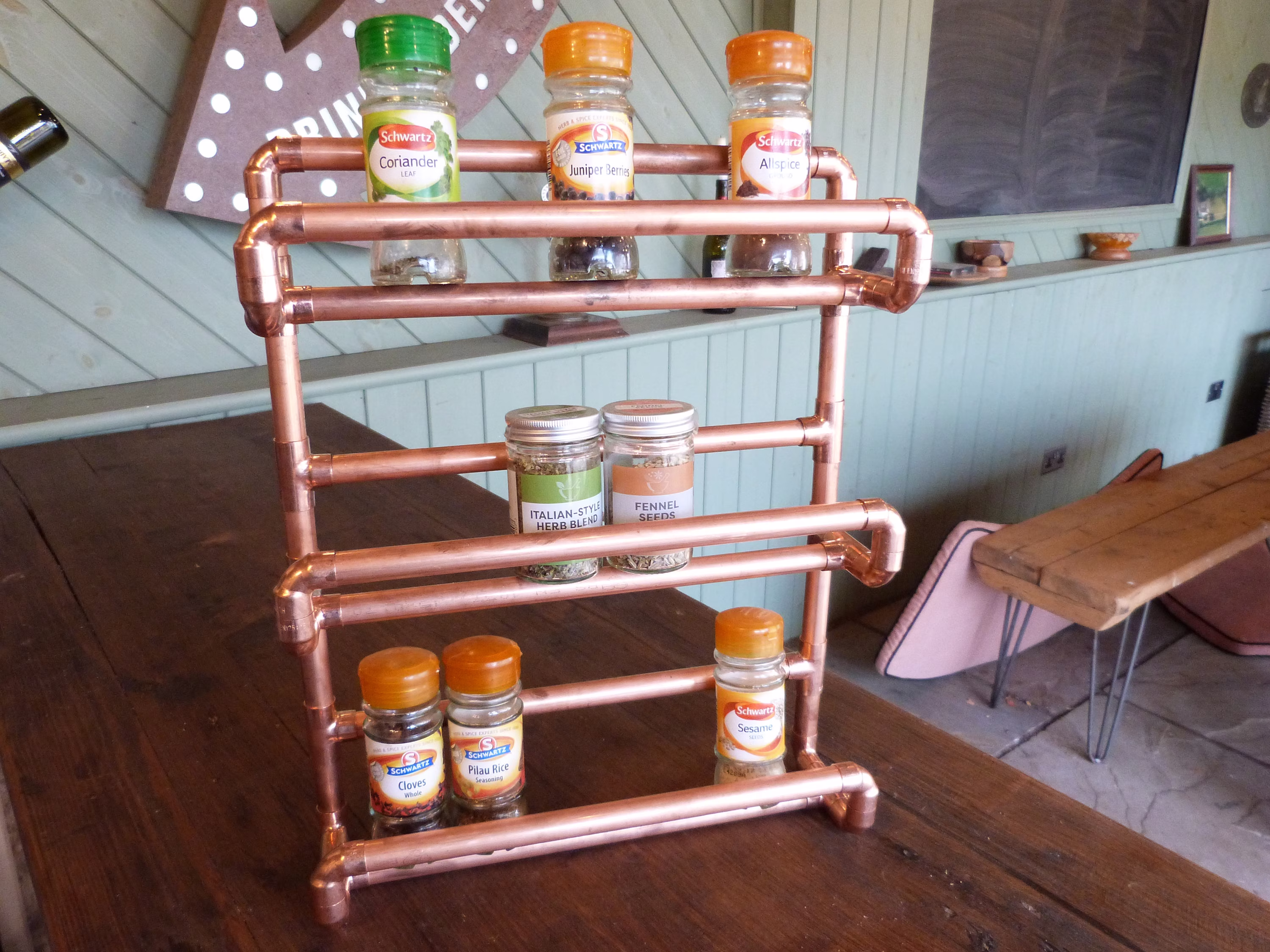 Copper Herb Stand, Spice Stand Industrial, Contemporary